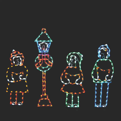 5.5' Three Carolers with 7.5' Lamp Post Yard Decoration