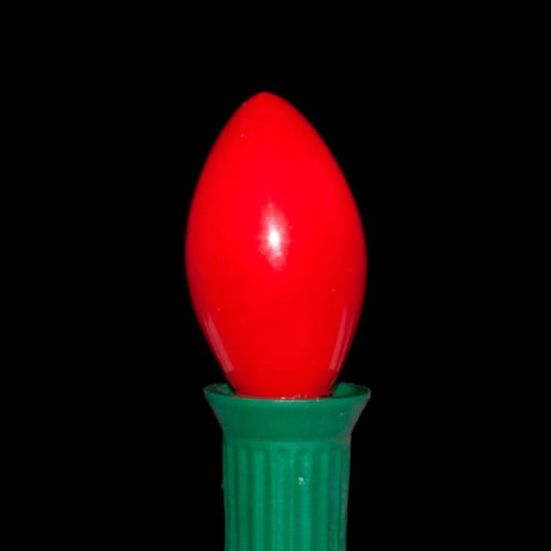 C7 Red LED Light Bulbs | Smooth Opaque | PK-25