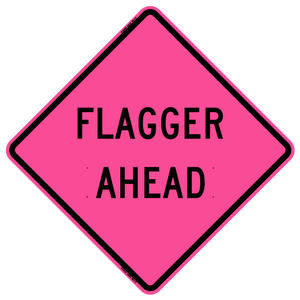 W20-7B Flagger Ahead - Roll Up Sign
