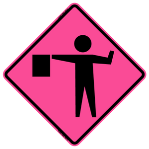 W20-7 Flagger Symbol - Roll Up Sign