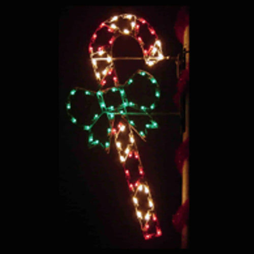 PM6CC-BOW 6' Candy Cane with Bow - Lighted Pole Mount Decoration