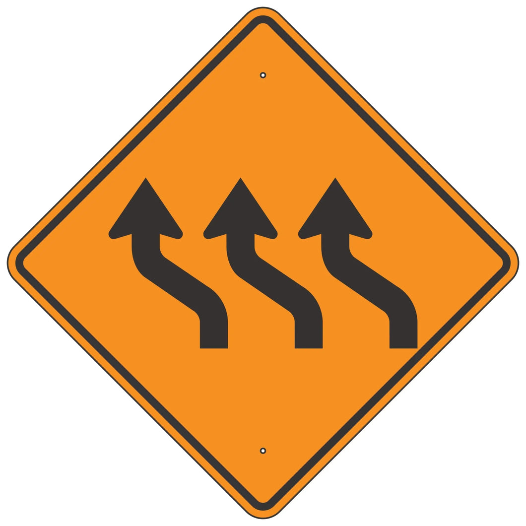 W1-4CL Triple Reverse Curve Left Horizontal Alignment Sign